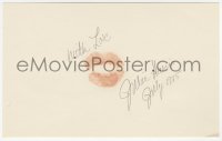9s0785 JULIE HARRIS signed 5x8 piece of paper 1985 she kissed the paper with lipstick!