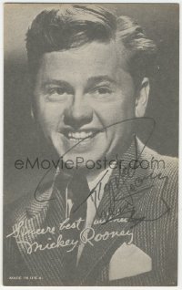 9s0680 MICKEY ROONEY signed arcade card 1940s great head & shoulders portrait of the leading man!