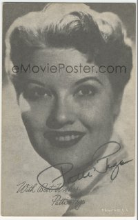 9s0681 PATTI PAGE signed arcade card 1940s great head & shoulders portrait of the country singer!