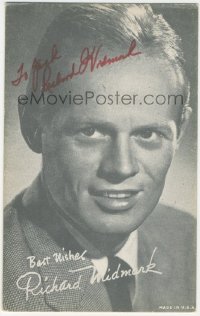 9s0682 RICHARD WIDMARK signed arcade card 1940s head & shoulders portrait early in his career!