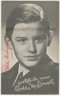 9s0684 RODDY MCDOWALL signed arcade card 1940s head & shoulders portrait early in his career!