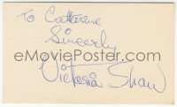9s0775 VICTORIA SHAW signed 2x4 piece of paper 1970s it can be framed with a repro still!