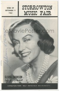 9s0581 GLORIA SWANSON signed playbill 1963 when she starred in Just For Tonight on stage!