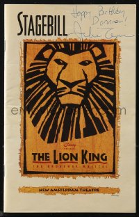 9s0583 JULIE TAYMOR signed playbill 1998 when she appeared on stage in The Lion King!