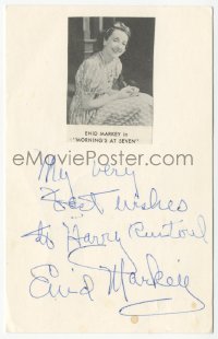 9s0650 ENID MARKEY signed postcard 1970s with a photo of her in Morning's At Seven!