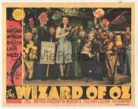 9s0552 WIZARD OF OZ signed 11x14 REPRO lobby card 1990s by FOUR surviving Muchkins on a great scene!
