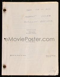 9s0034 BLOW OUT shooting draft script October 21, 1980, screenplay by Brian De Palma!