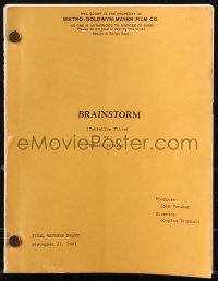 9s0038 BRAINSTORM final revised draft script September 21, 1981, screenplay by Robert Stitzel