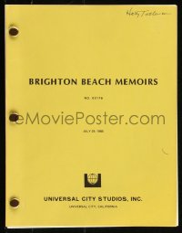 9s0040 BRIGHTON BEACH MEMOIRS fourth draft script July 29, 1985, screenplay by Neil Simon!