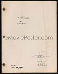 9s0052 COLOR OF MONEY revised draft script December 28, 1985, signed by title designer Dan Perri!