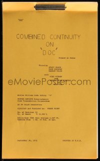 9s0069 DOC continuity & dialogue script September 29, 1971, screenplay by Pete Hamill!