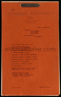 9s0092 FUZZ continuity & dialogue script May 15, 1972, screenplay by Evan Hunter!