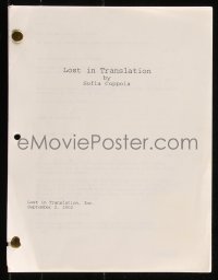 9s0132 LOST IN TRANSLATION script September 2, 2002, screenplay by Sophia Coppola!
