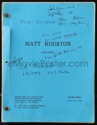 9s0142 MATT HOUSTON TV second draft script June 20, 1984, Denny Miller's personal copy, Blood Money!
