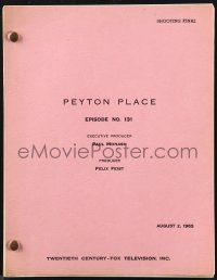 9s0167 PEYTON PLACE TV shooting final draft script August 2, 1965, screenplay by Peggy Shaw, John Wilder & Jerry Ziegman