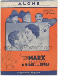 9s0388 KITTY CARLISLE signed sheet music 1935 by Kitty Carlisle, great image with The Marx Bros!