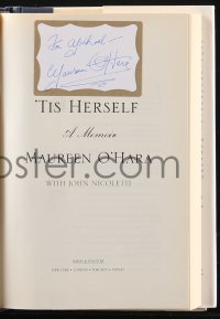 9s0473 MAUREEN O'HARA signed bookplate in hardcover book 2004 'Tis Herself: A Memoir!