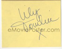 9s0613 LILY TOMLIN signed 5x8 promo card 1980s showing her as her famous comedy characters!
