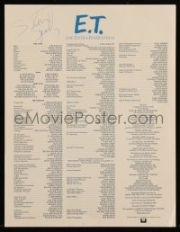 9s0387 STEVEN SPIELBERG signed screening program 1982 E.T. The Extra Terrestrial, cast & crew list!