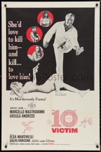 9t1114 10th VICTIM 1sh 1965 Marcello Mastroianni, sexy art of Ursula Andress with gun!