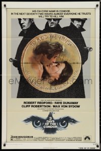 9t1120 3 DAYS OF THE CONDOR 1sh 1975 CIA analyst Robert Redford & Faye Dunaway!