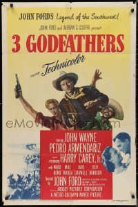 9t1121 3 GODFATHERS 1sh 1949 cowboy John Wayne in John Ford's Legend of the Southwest!
