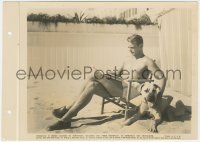9t0864 DOUGLAS FAIRBANKS JR 8x11 key book still 1938 handsome leading man in bathing suit w/ his dog!