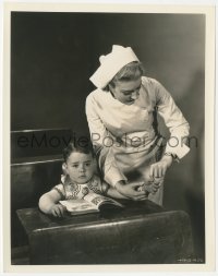 9t0982 SPANKY McFARLAND 8x10.25 still 1935 the Our Gang star at school desk with nurse by Stax!
