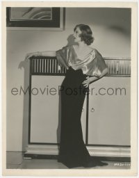 9t0988 TALLULAH BANKHEAD 8x10.25 still 1930s modeling a satin dress with a skirt of black velvet!