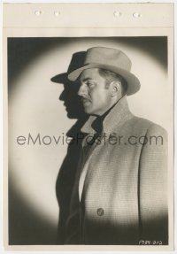 9t1005 WILLIAM POWELL 8x11 key book still 1930s cool profile portrait in coat & hat in spotlight!