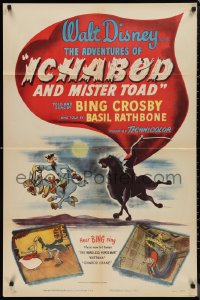 9t1137 ADVENTURES OF ICHABOD & MISTER TOAD 1sh 1949 BING & WALT wake up Sleepy Hollow!