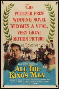 9t1148 ALL THE KING'S MEN 1sh 1949 Louisiana Governor Huey Long biography with Broderick Crawford!
