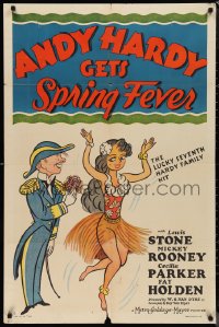 9t1157 ANDY HARDY GETS SPRING FEVER style C 1sh 1939 different art of Mickey Rooney & hula girl!