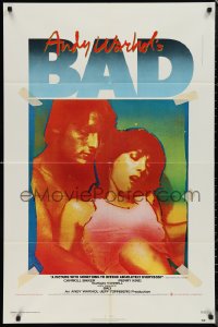 9t1160 ANDY WARHOL'S BAD 1sh 1977 Carroll Baker & King, sexploitation comedy, John Van Hamersveld!