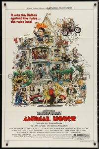 9t1163 ANIMAL HOUSE style B 1sh 1978 John Belushi, John Landis classic, art by Rick Meyerowitz!