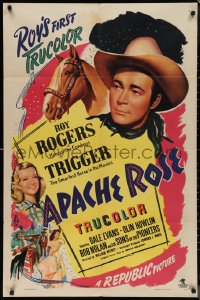 9t1167 APACHE ROSE 1sh 1947 Roy Rogers & Trigger, Dale Evans in singing western!