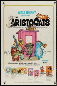 9t1170 ARISTOCATS 1sh 1970 Walt Disney feline jazz musical cartoon, great colorful art!