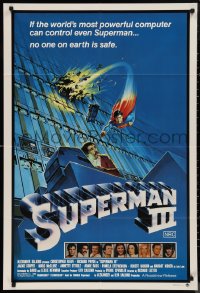 9t0598 SUPERMAN III Aust 1sh 1983 art of Christopher Reeve flying toward Richard Pryor by L. Salk!
