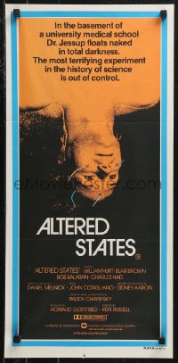 9t0612 ALTERED STATES Aust daybill 1980 William Hurt, Paddy Chayefsky, Ken Russell, sci-fi horror!