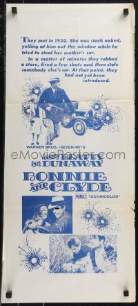 9t0619 BONNIE & CLYDE Aust daybill R1970s art of notorious crime duo Warren Beatty & Faye Dunaway!