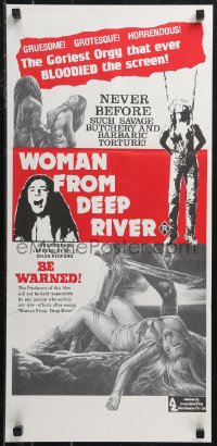 9t0622 CANNIBAL FEROX Aust daybill 1982 Umberto Lenzi's Woman from Deep River, gory art & images!