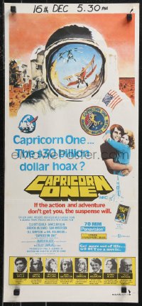 9t0623 CAPRICORN ONE Aust daybill 1978 Elliott Gould, James Brolin, the 30 billion dollar hoax!