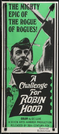 9t0627 CHALLENGE FOR ROBIN HOOD Aust daybill 1967 Barrie Ingham, James Hayter, Hammer fantasy!