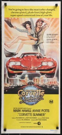 9t0634 CORVETTE SUMMER Aust daybill 1978 art of Mark Hamill & sexy Annie Potts on custom Corvette!
