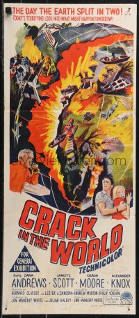 9t0636 CRACK IN THE WORLD Aust daybill 1965 atom bomb explodes, thank God it's only a motion picture!