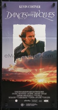 9t0640 DANCES WITH WOLVES Aust daybill 1991 different image of Kevin Costner in sky over clouds!