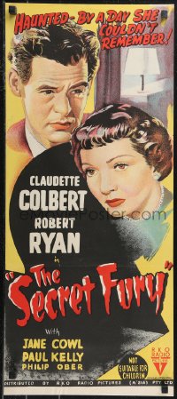 9t0694 SECRET FURY Aust daybill 1950 Claudette Colbert, Robert Ryan, directed by Mel Ferrer!