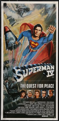 9t0707 SUPERMAN IV Aust daybill 1987 great art of super hero Christopher Reeve by Daniel Goozee!