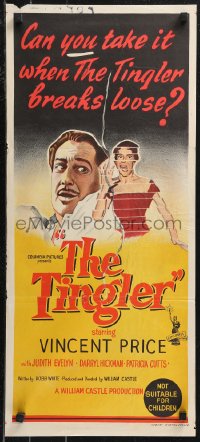 9t0714 TINGLER Aust daybill 1959 Vincent Price, directed by William Castle, cool art!
