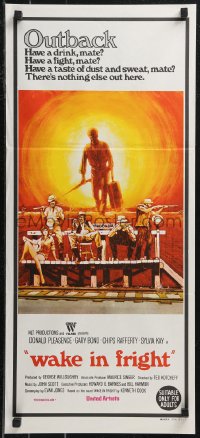 9t0717 WAKE IN FRIGHT Aust daybill 1971 Ted Kotcheff Australian Outback creepy cult classic!